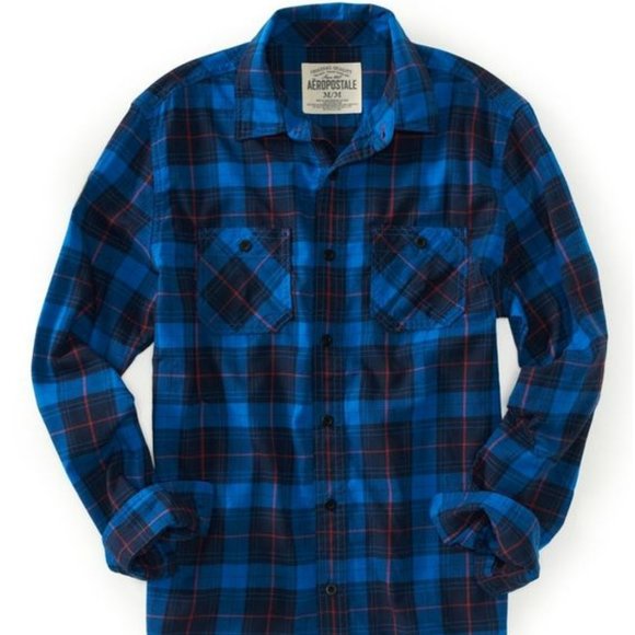 RARE Aeropostale Plaid Flannel Shirt Top UNISEX Style 100% Cotton - Picture 2 of 9